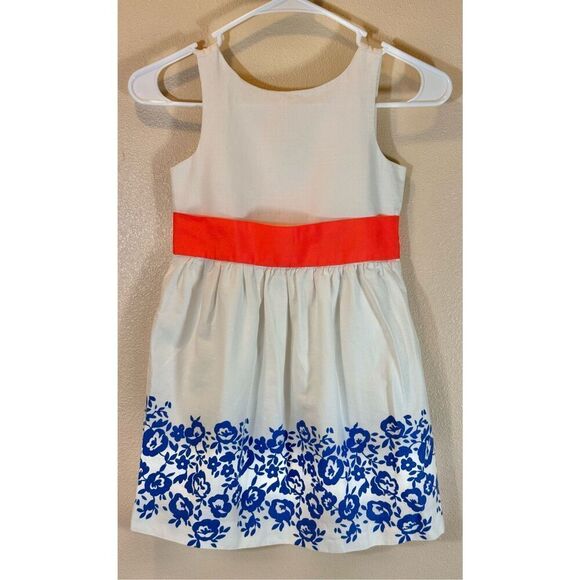 Janie & Jack Textured Floral Bottom Coral Ribbon Belt Spring Dress Girls Size 6 - Picture 2 of 9